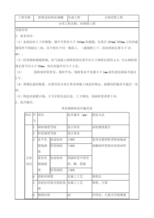 剪力墙结构填充墙砌筑及构造柱布置技术交底.docx