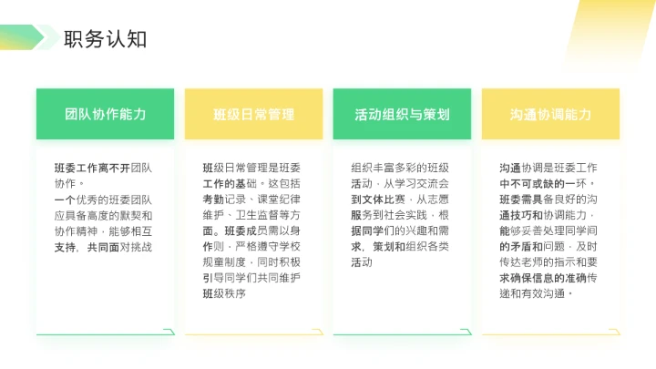 绿色简约风中学大学生班委竞选PPT模板