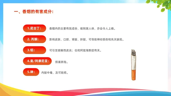 蓝色清新简约关爱健康远离烟酒禁烟禁酒主题班会PPT