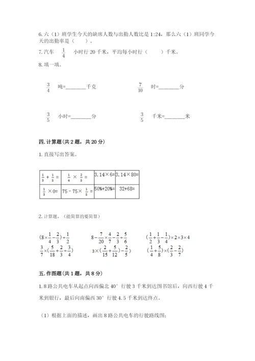 小学数学六年级上册期末模拟卷附参考答案【轻巧夺冠】.docx