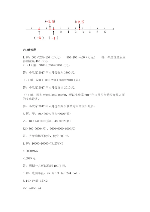 冀教版小学六年级下册数学期末综合素养测试卷附完整答案（夺冠）.docx