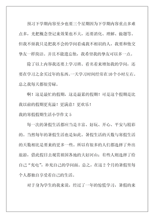 2022年我的寒假假期生活小学作文9篇