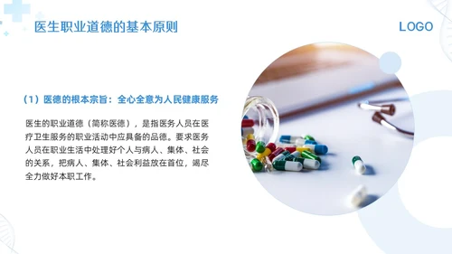 蓝色简约医生职业道德培训PPT模板宣传PPT动态PPT