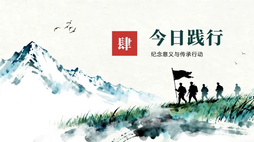 绿色水墨水彩中国风党史教育长征纪念日主题PPT模板