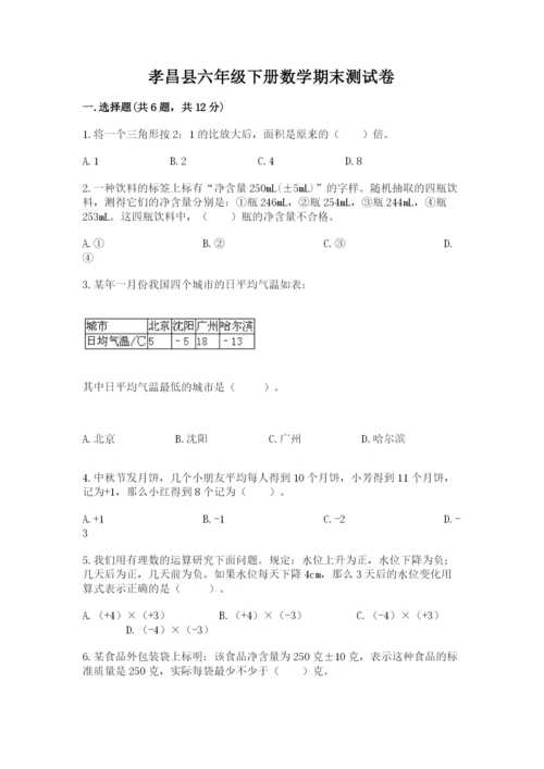 孝昌县六年级下册数学期末测试卷附精品答案.docx