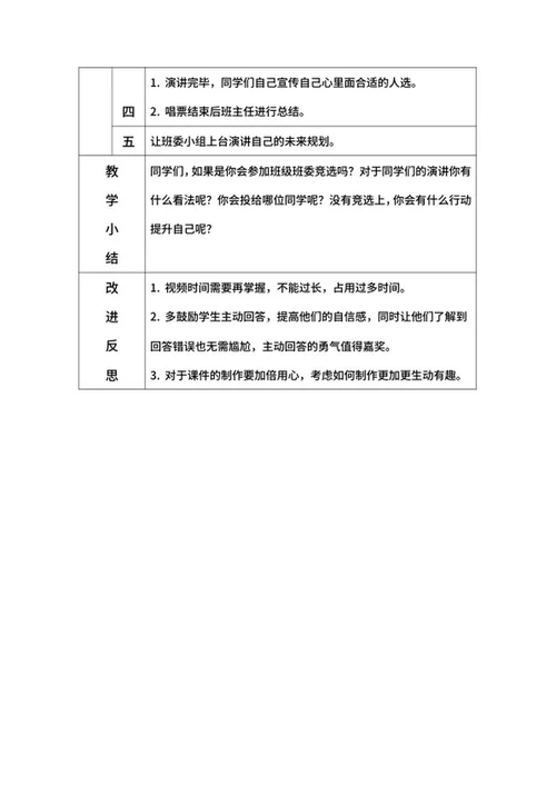 小学班委会竞选带内容word模板