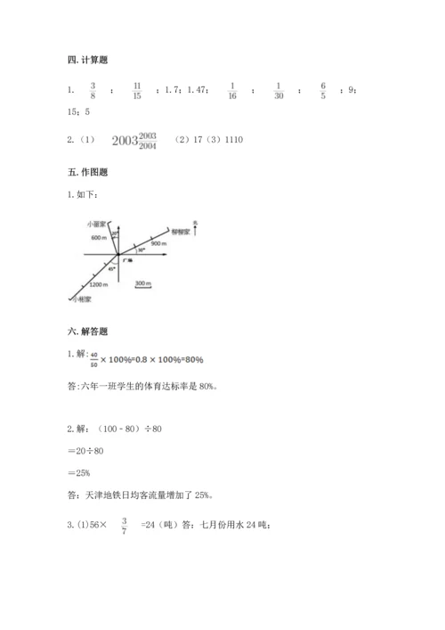 人教版六年级上册数学期末测试卷附答案（名师推荐）.docx