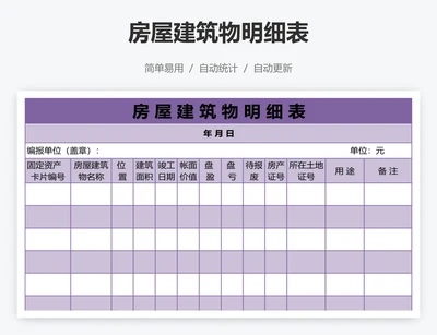 房屋建筑物明细表