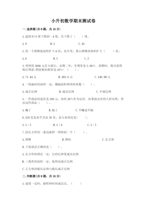 小升初数学期末测试卷及完整答案（各地真题）.docx