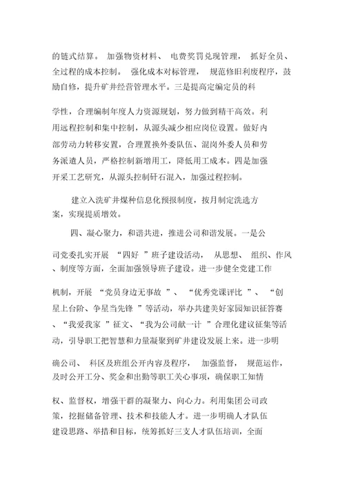 20xx年度×××公司总经理工作报告