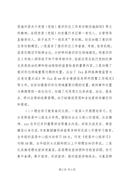 县委常委XX年全县宣传思想文化工作会议发言稿.docx