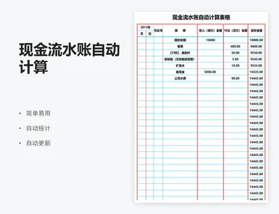 现金流水账自动计算