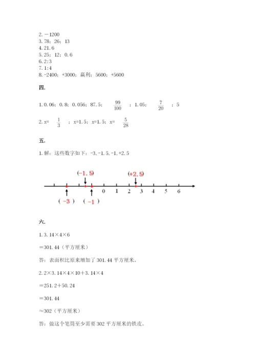 六年级毕业班数学期末考试试卷（预热题）.docx