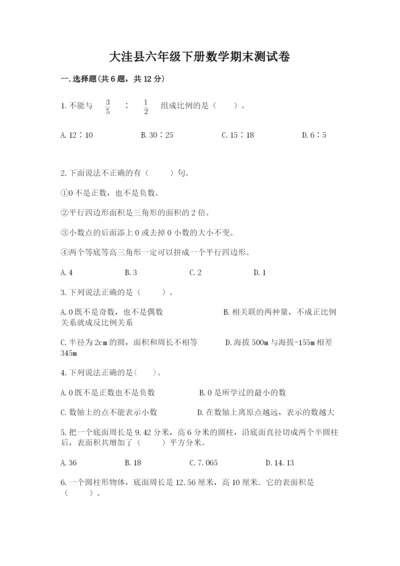 大洼县六年级下册数学期末测试卷（综合卷）.docx