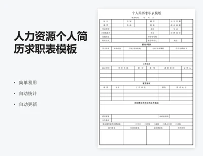 人力资源个人简历求职表模板