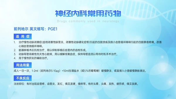 蓝色简约展板风神经内科常用药解析培训PPT课件
