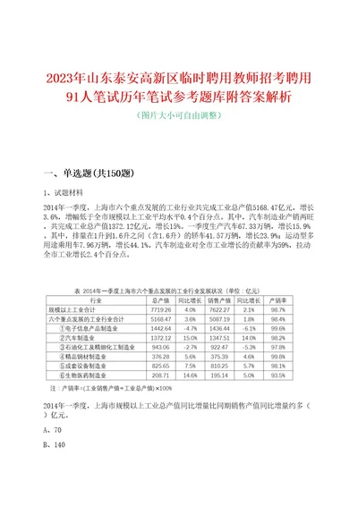 2023年山东泰安高新区临时聘用教师招考聘用91人笔试历年笔试参考题库附答案解析0