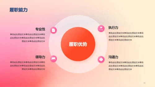 红橙渐变简约艺术广告公司个人竞聘述职PPT
