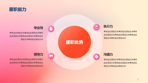 红橙渐变简约艺术广告公司个人竞聘述职PPT