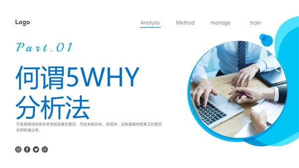 蓝色商务风简约实拍5why分析法培训ppt
