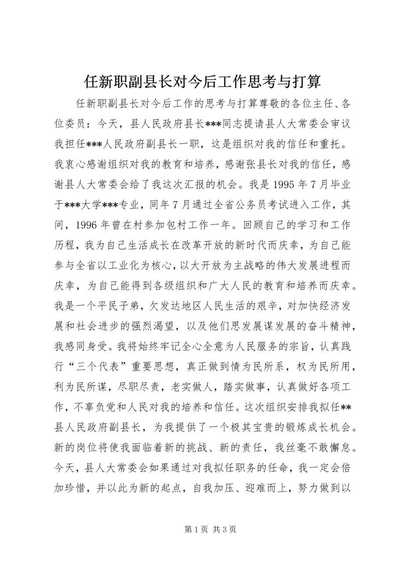 任新职副县长对今后工作思考与打算.docx