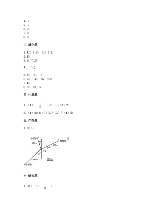 人教版六年级上册数学期中测试卷精品【达标题】.docx