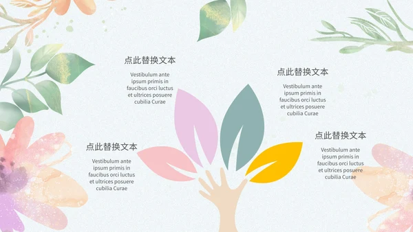 小清新浅色系员工新年汇报模版PPT模板