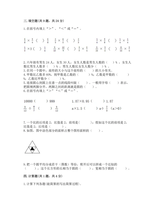 人教版六年级上册数学期末测试卷精品【精选题】.docx
