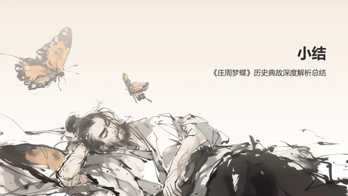 橙色水墨风庄周梦蝶-中华典故赏析PPT模板