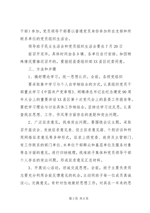 关于召开领导班子专题生活会和党员专题组织生活会的请示10.docx