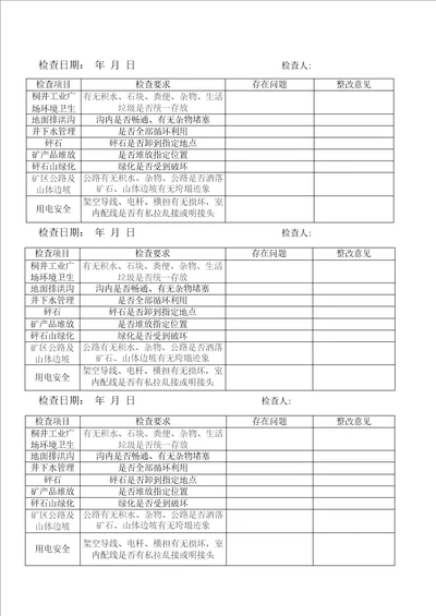 矿山环保巡查记录表