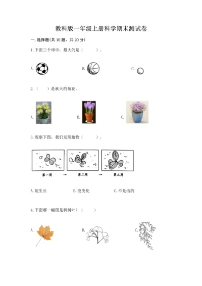 教科版一年级上册科学期末测试卷审定版.docx