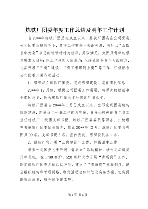 炼铁厂团委年度工作总结及明年工作计划.docx