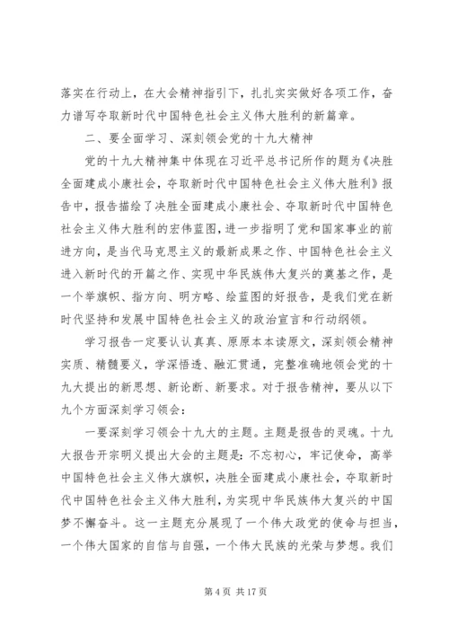 在全区传达贯彻党的十九大精神干部大会上的讲话.docx