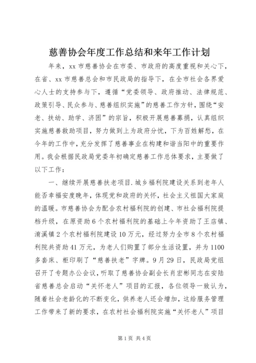 慈善协会年度工作总结和来年工作计划.docx