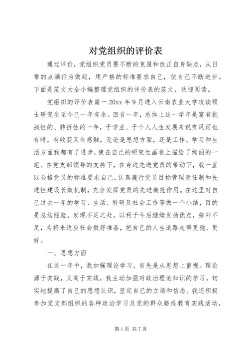对党组织的评价表.docx