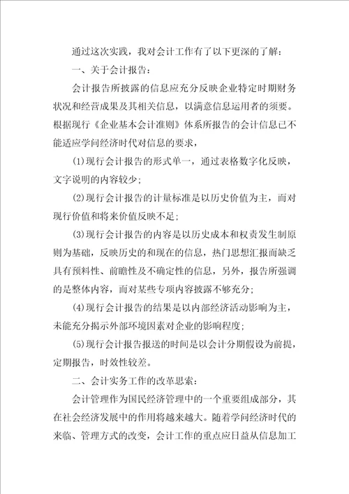 2022年大学生社会实践心得体会：会计实践