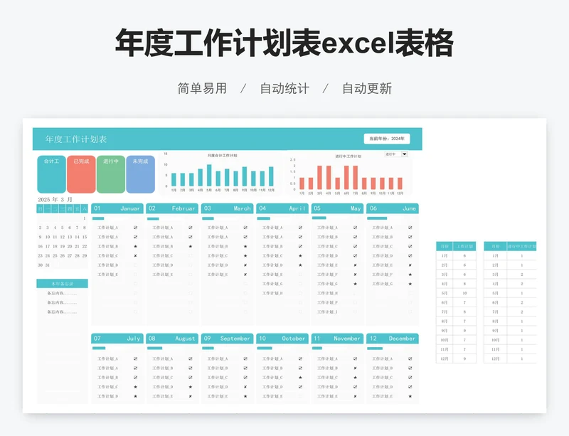 年度工作计划表excel表格
