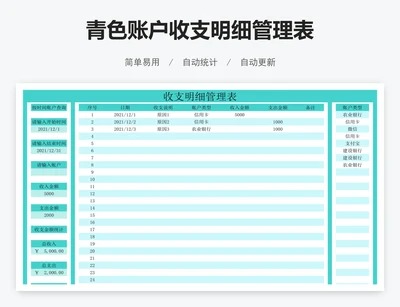 青色账户收支明细管理表