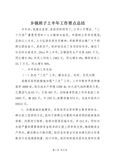 乡镇班子上半年工作要点总结.docx