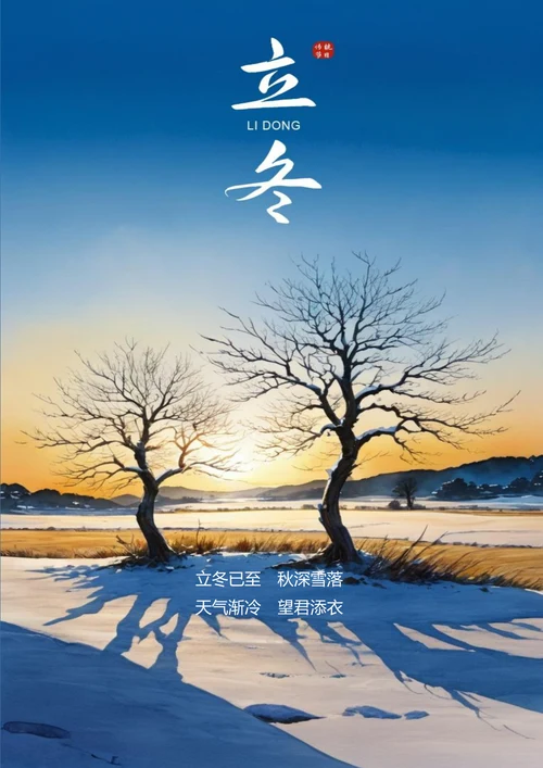 立冬已至秋深雪落立冬海报
