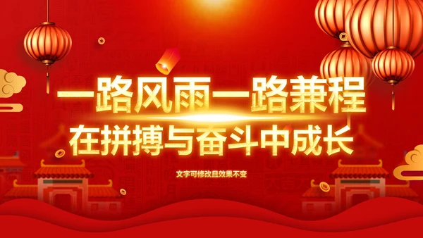 春节红灯笼年终誓师大会PPT模板