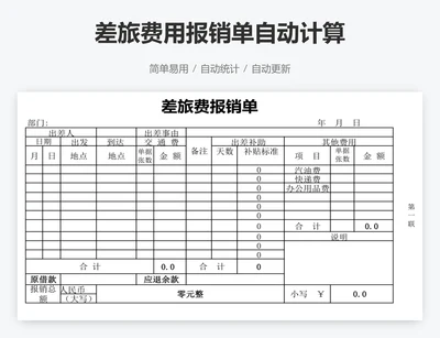 差旅费用报销单自动计算