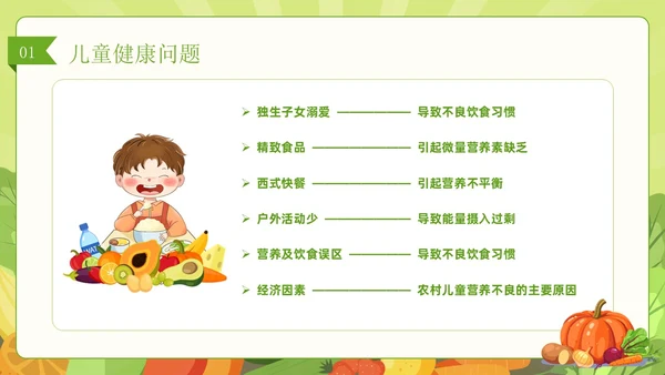 绿色简约风儿童膳食营养健康饮食知识培训PPT