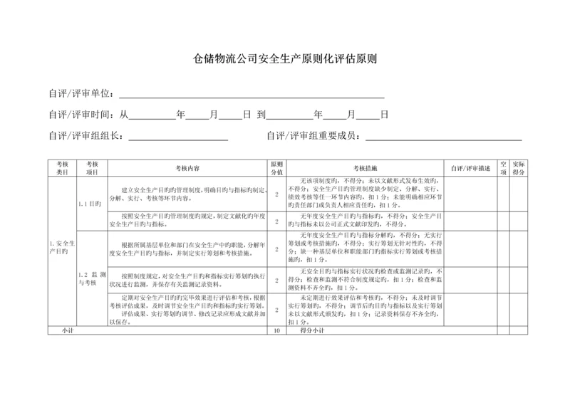 仓储物流企业安全生产重点标准化评定重点标准.docx