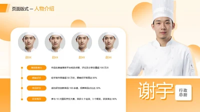 橙色商务风厨师人物介绍页
