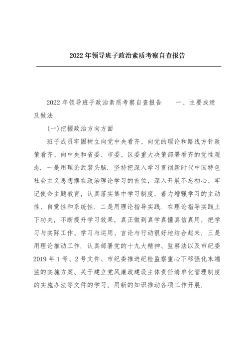 2022年领导班子政治素质考察自查报告.docx