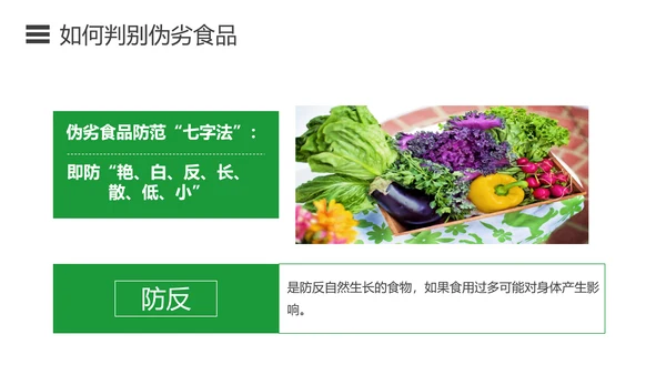 如何预防食品安全事故绿色蔬菜PPT模板