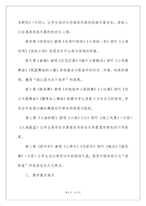 2022二年级下册音乐教学计划.docx