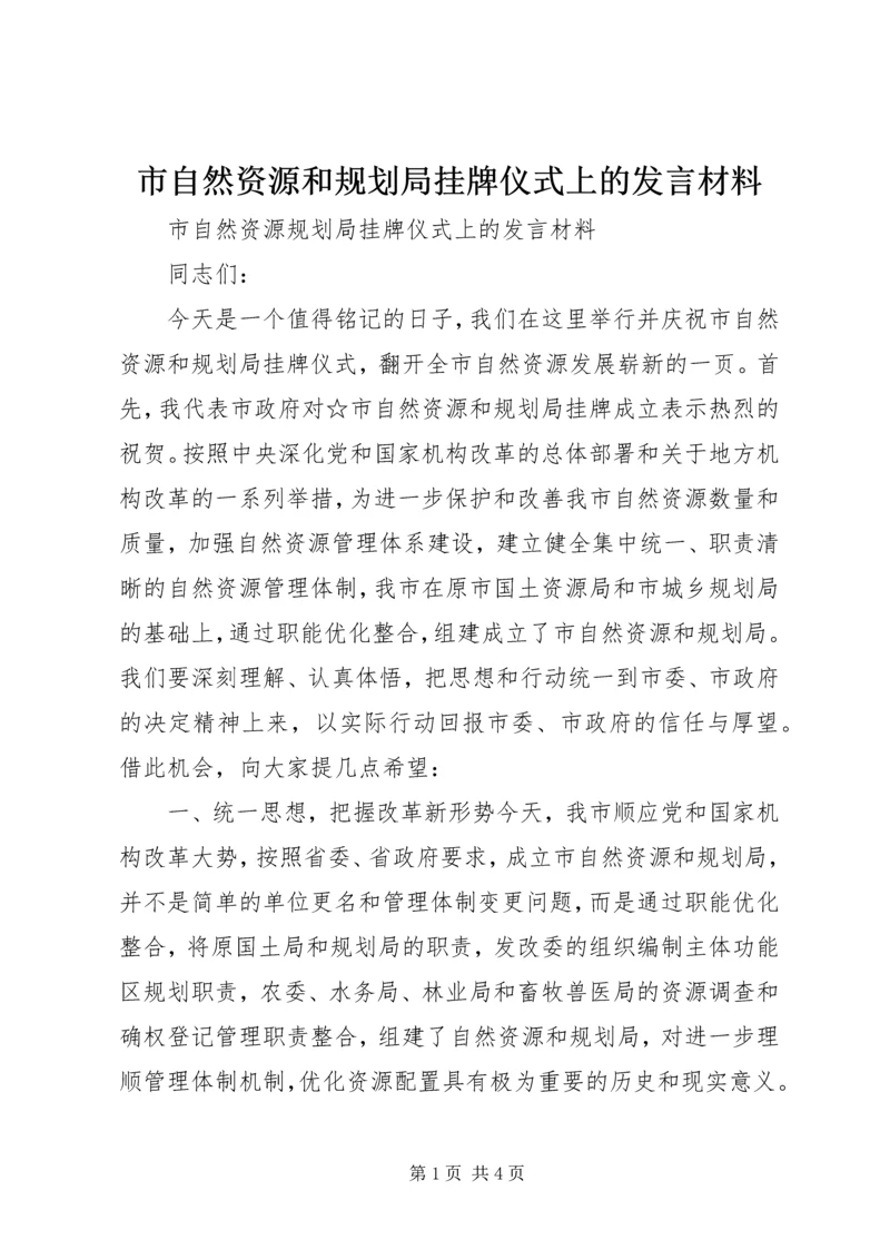 市自然资源和规划局挂牌仪式上的发言材料.docx